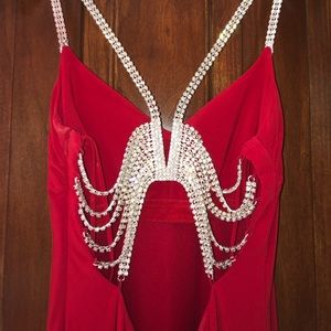 Stunning Red Evening Gown With Beaded Back